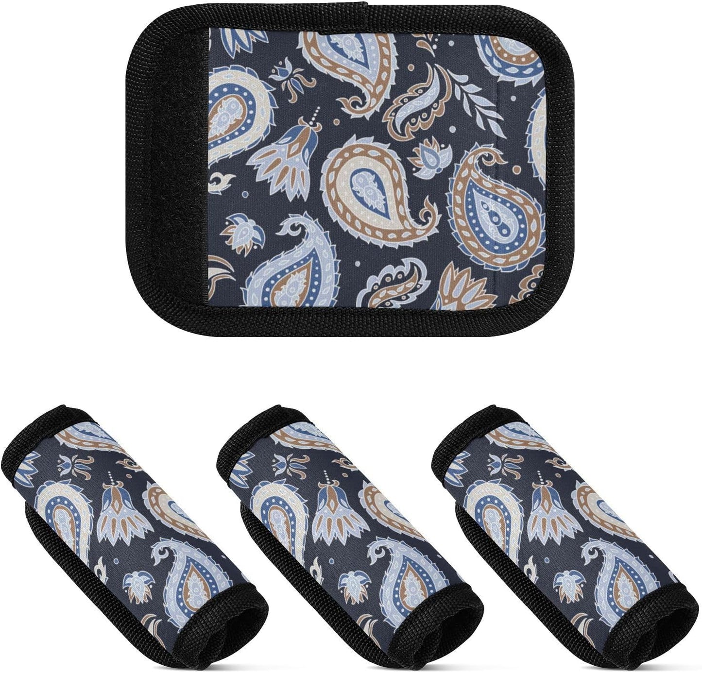 2Pcs Luggage Handle Wrap Suitcase Identifier Handle Covers Tags Soft Travel Bags Luggage Handle Gripper Accessories for Airplane Flying Light Blue Paisley