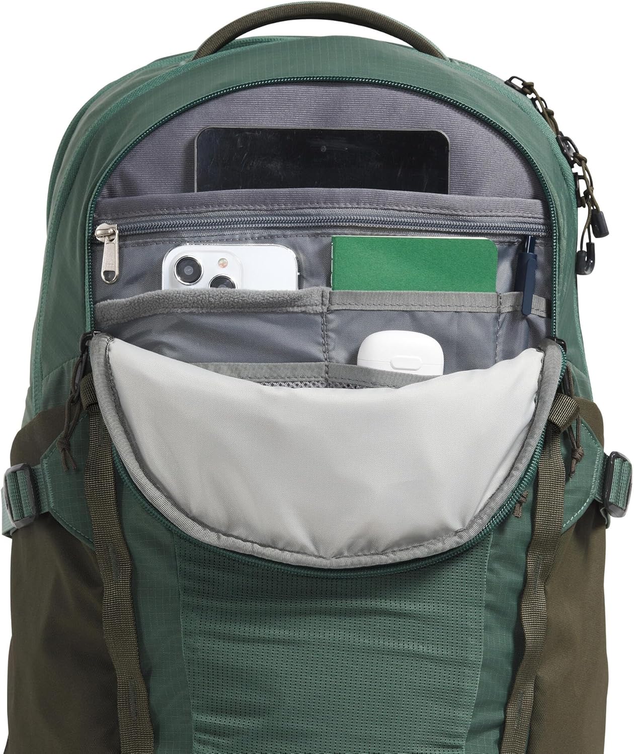 The North Face Recon Everyday Laptop Backpack | Daypack with Water Repellent Finish, 16" Laptop Sleeve, 2 Water Bottle Pockets, Duck Green/New Taupe Green, One Size