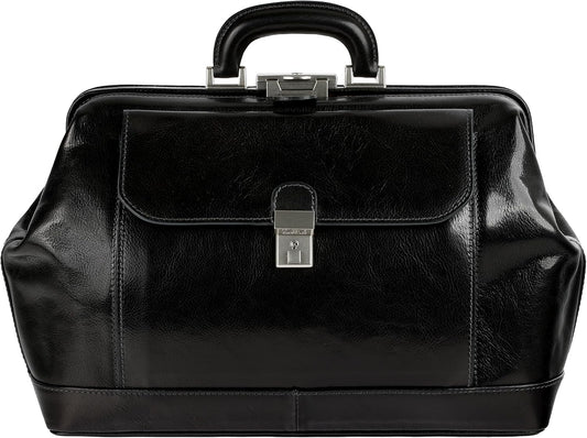 Time Resistance Leather Doctor Bag - Top Handle Bag - Medical Briefcase - Gladstone Handbag