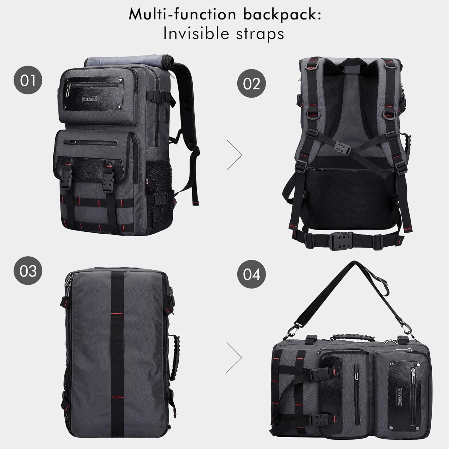 WITZMAN Carry On Travel Backpack for Men Duffle Bags Fit 17 Inch Laptop Airline Approved Laptop