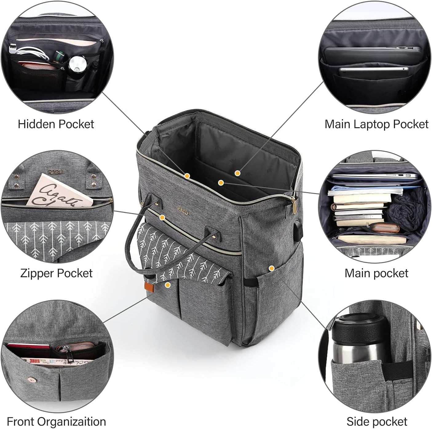 Travel Backpack for Women, Laptop Backpack with Usb Charging Port, Anti Theft Water Resistant College School Bookbag Computer Backpack Fits 17.3 Inch Laptop Notebook
