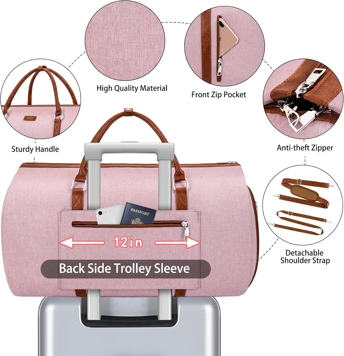 Convertible 2-in-1 Garment Bags for Travel, Carry On Garment Duffle Bag With Shoe Compartment Large