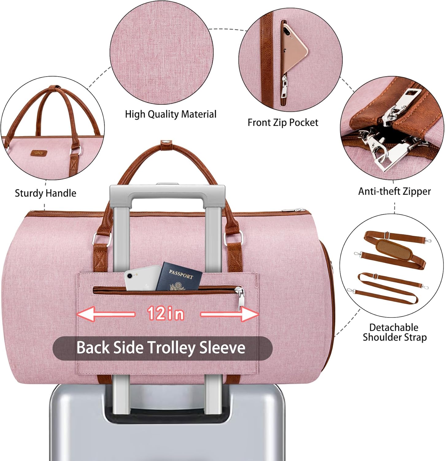 Convertible 2-in-1 Garment Bags for Travel, Carry On Garment Duffle Bag With Shoe Compartment Large