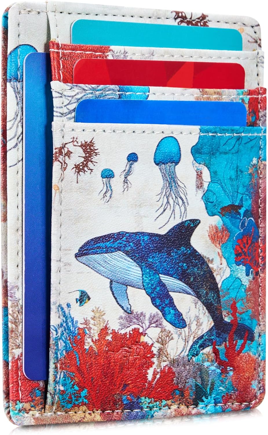 Travelambo Front Pocket Minimalist Leather Slim Wallet RFID Blocking Medium Size