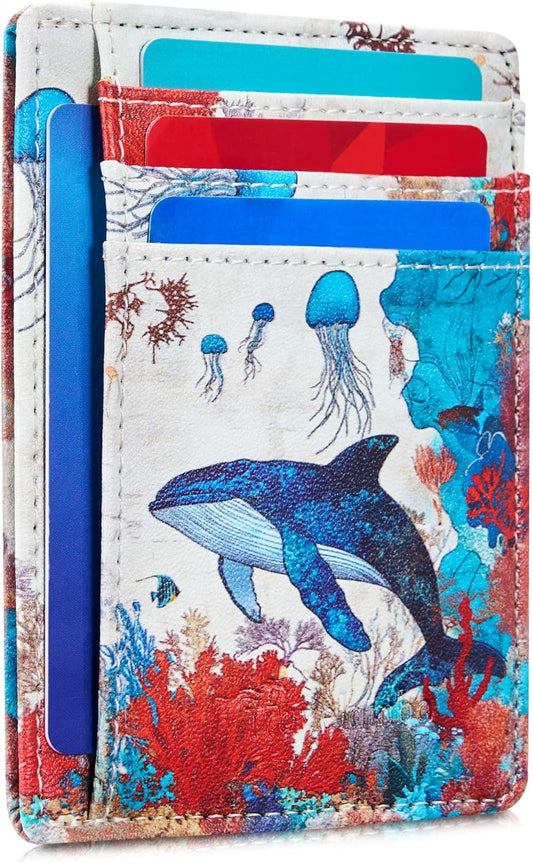 Travelambo Front Pocket Minimalist Leather Slim Wallet RFID Blocking Medium Size