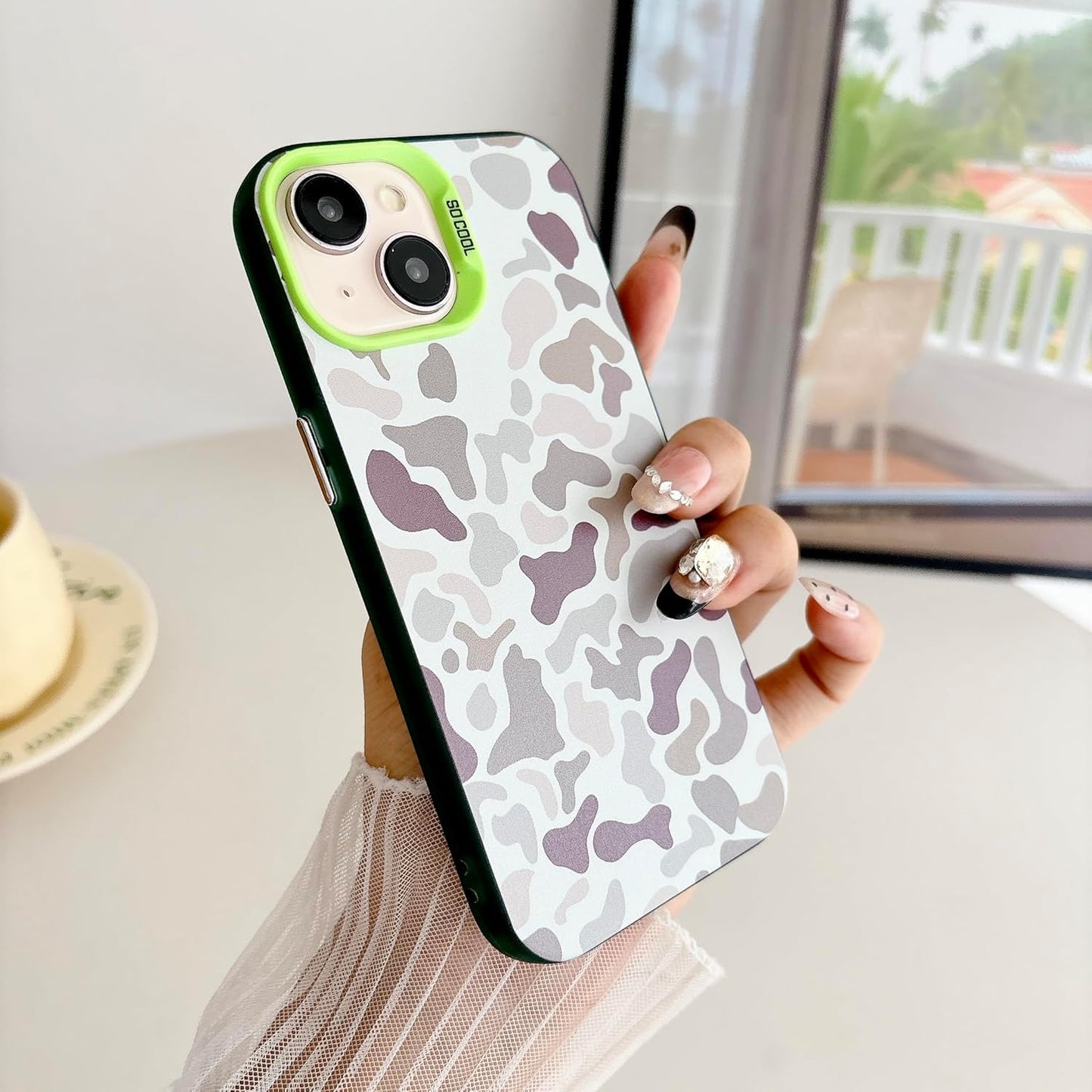 for iPhone 13 Case & iPhone 14 Case, Vintage Camo Pattern Design for Men Boys Teens, Cool Camouflage Shockproof Protective Cover for Girls Women - Green