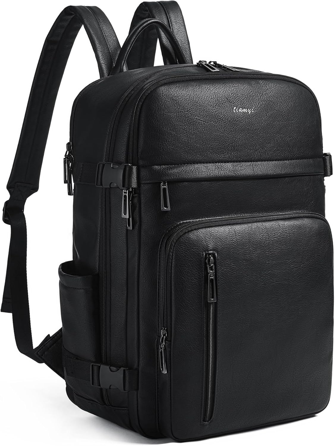 Leather Laptop Backpack for Women, Featuring a 15.6" Padded Laptop Compartment, Water Bottle Pocket and Trolley Sleeve, Ideal for Work, Travel, Everyday Use, and as a Thoughtful Gift