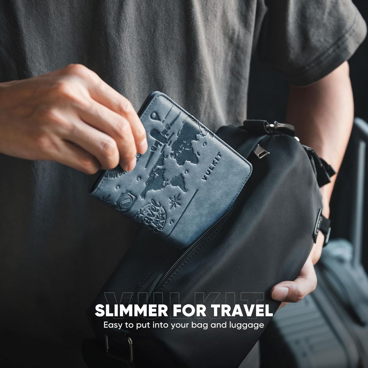 VULKIT Passport Holder Magnetic Closure RFID Blocking Travel Wallet Passport Book Cover Boarding Pass Holder Travel Essentials