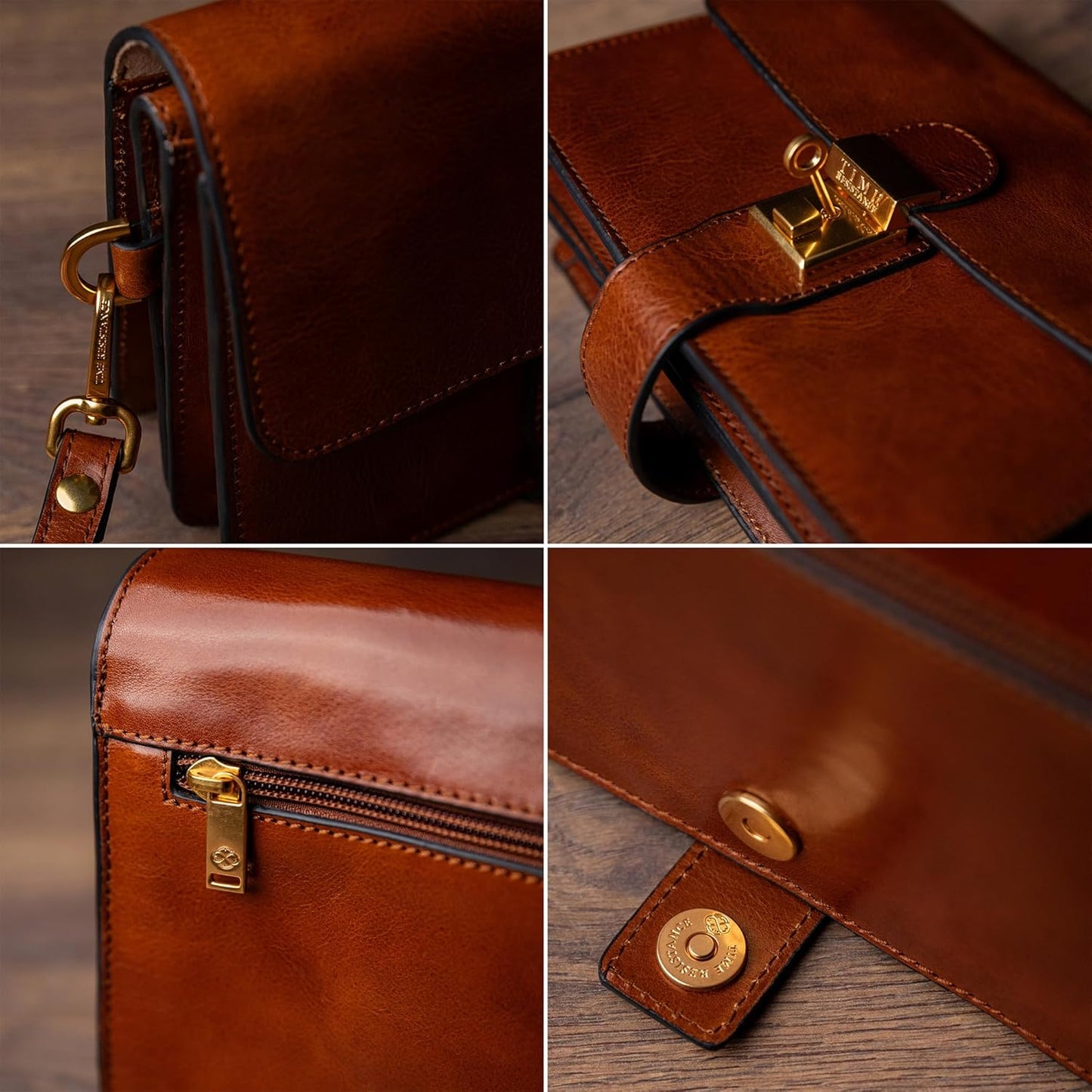 Time Resistance Leather Clutch - Men's Organizer Wrist Bag - Briefcase Handmade in Italy