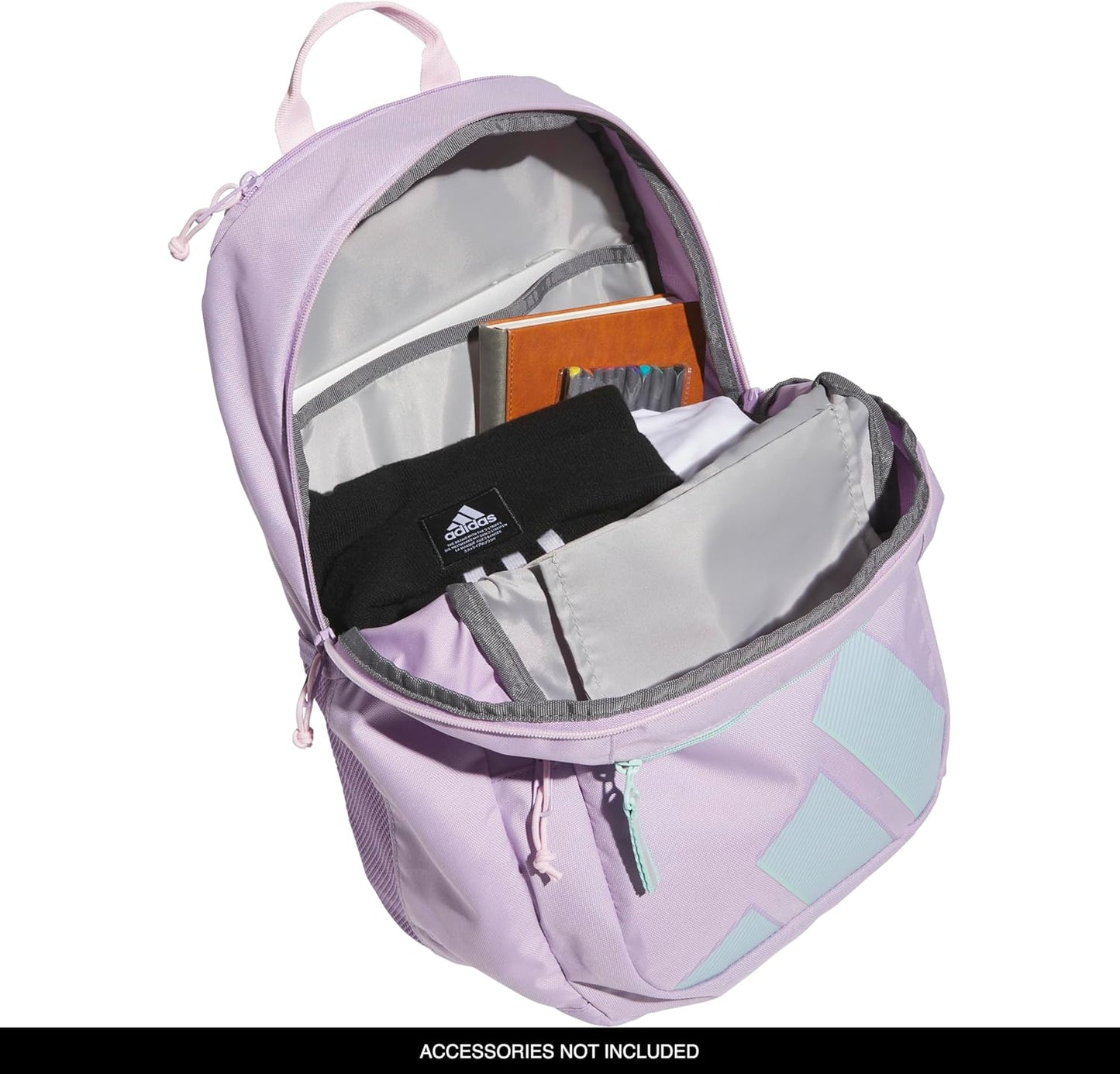 adidas Midway Small Backpack for Women and Men, Durable Laptop Bag, Powder Plum Purple/Clear Pink/Semi Flash Aqua Blue, One Size