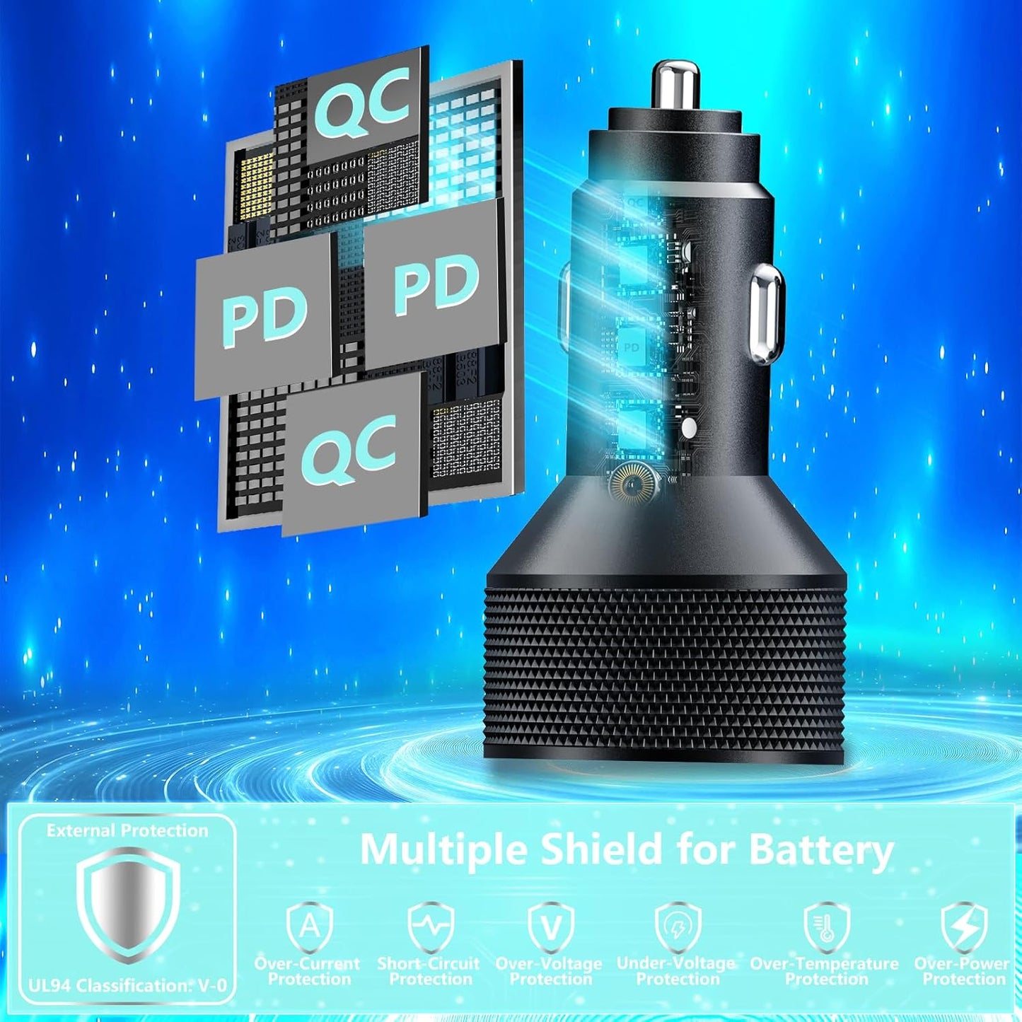 Car Charger USB C, KYOHAYA 2Pack 90W 4-Port Dual USB-C & USB-A Power Cigarette Lighter Adapter PD/QC3.0 Type C Car Charger Fast Charge for iPhone 17 17 Pro 16 15 14 13 12 11/Galaxy S25 S24/Pixel/iPad