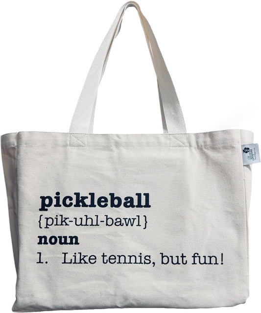Large Canvas Pickleball Tote - Sustainable, Funny & Cute Grocery Bag