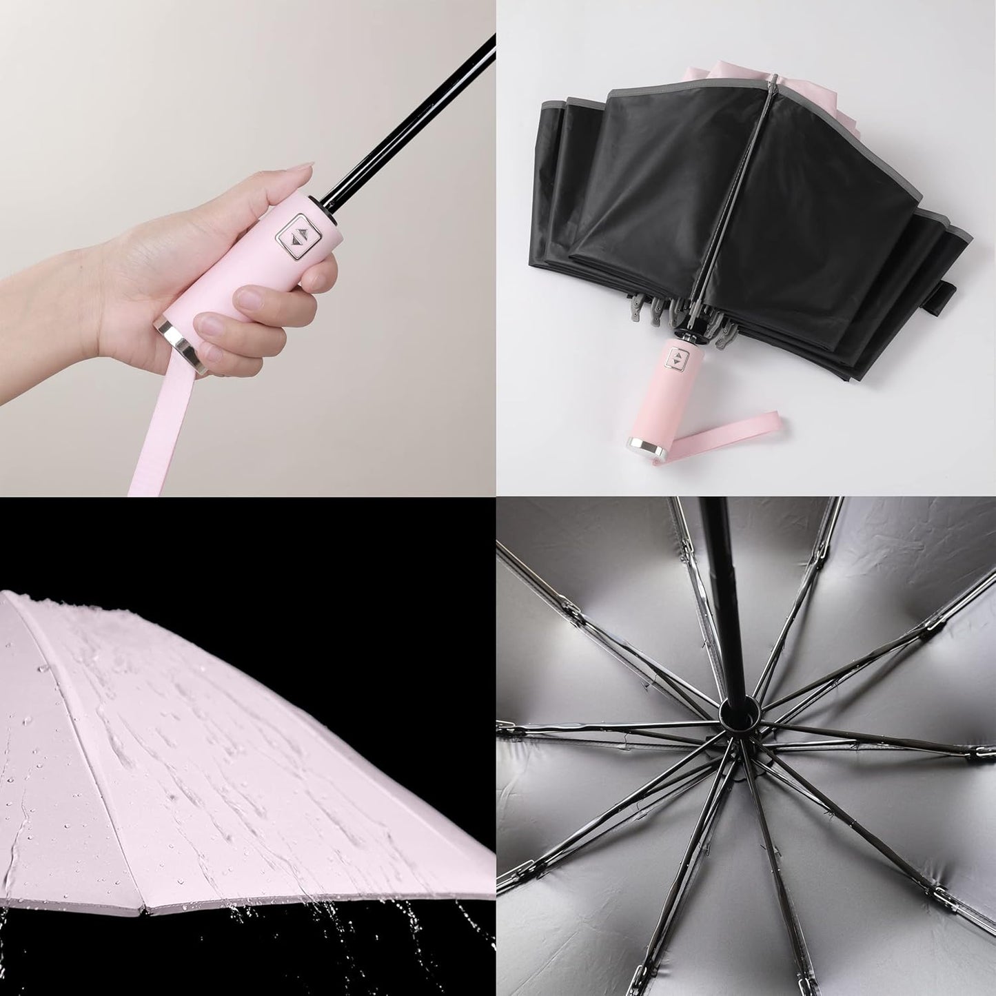 BAODINI Inverted UV Umbrella for Rain and Sun Medium Size UPF 50+ Rverse Compact Umbrella Auto Open Close