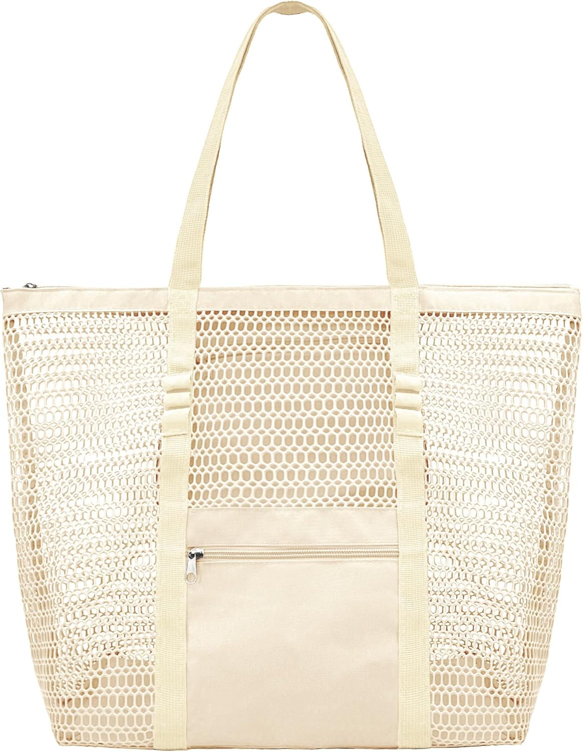 Mesh Beach Bags for Women with Zipper Foldable Hobo Tote Bag Vacation Shoulder Bags for Swimming Pools