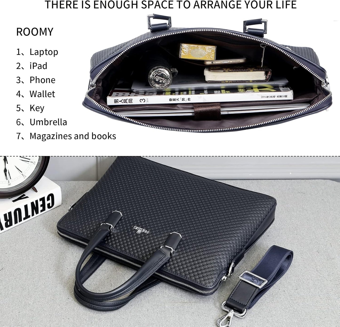 FSD.WG]Business Bag Leather Briefcase Shoulder Laptop Business Bag for Men