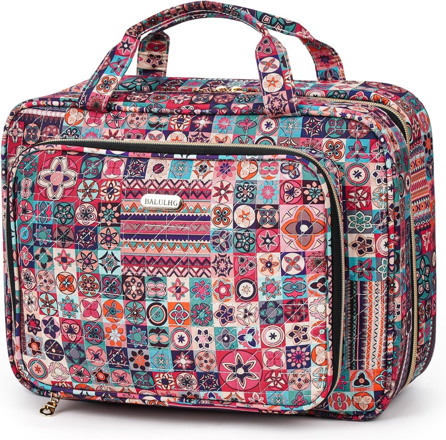 Travel Hanging Toiletry Bag for Women, 12'' x 4.3'' x 9'' Makeup Bag Cosmetic Organizer Waterproof with Hanging Hook Multiple Pockets for Women Travel Essentials Bohemia