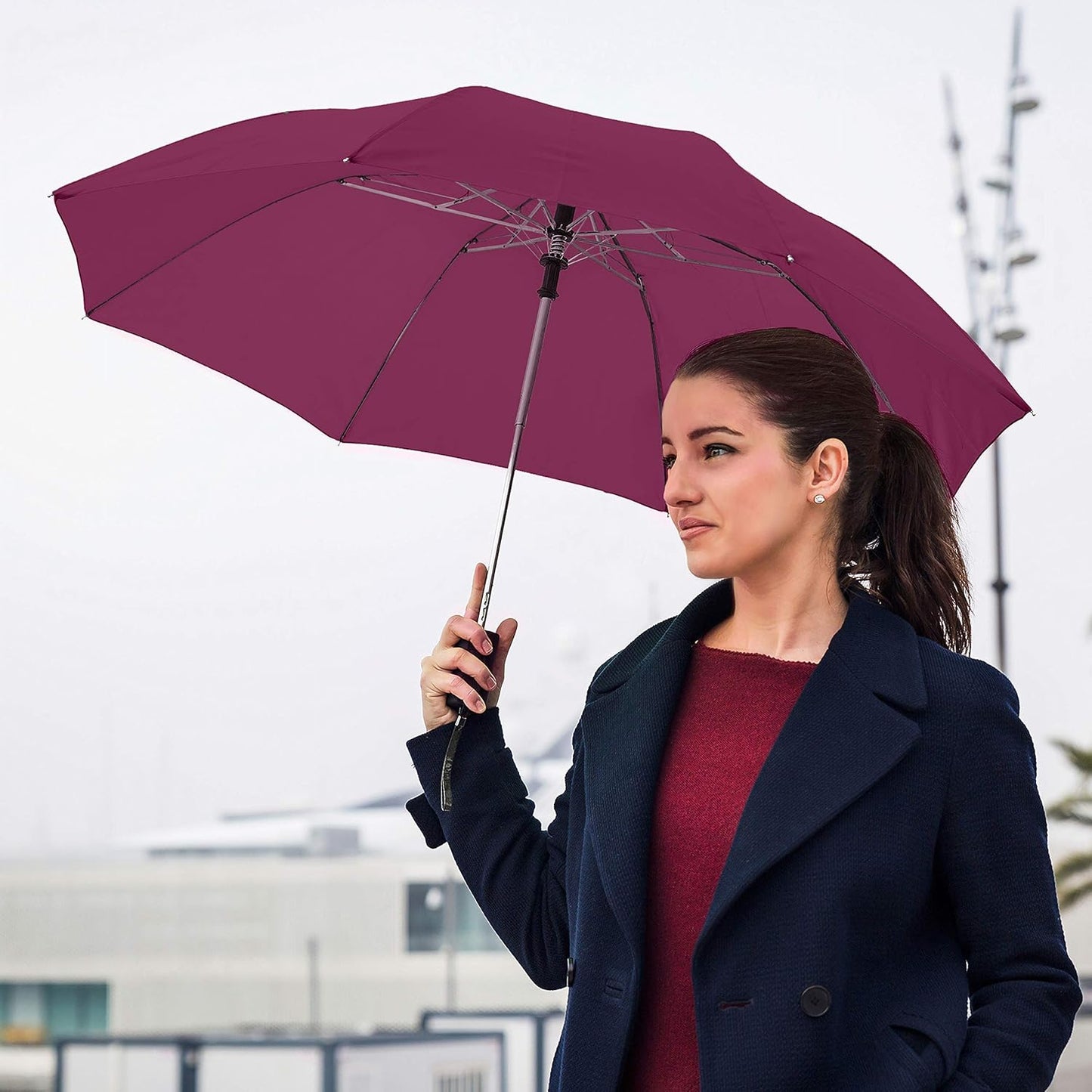 The Spectrum Popular Style 42" Automatic Open Compact Travel Umbrella for Rain, Wind & Sun, Sturdy Lightweight Small Portable Stick Umbrella for Men and Women