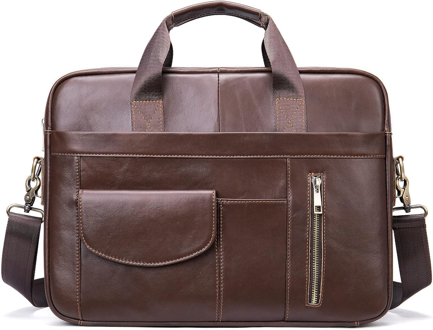 Genuine Leather Business Briefcase Laptop Handbag, Crossbody, Premium Quality, Spacious Design, Versatile Carrying Options