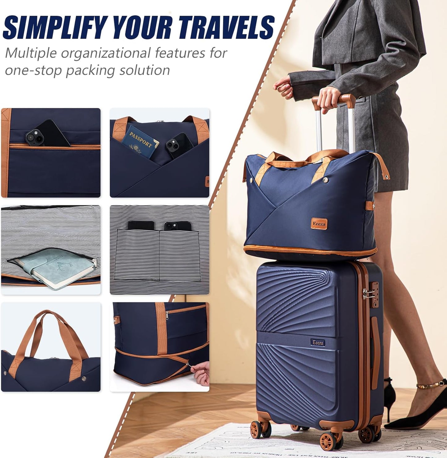 Luggage Sets 5 Piece, Suitcases with Wheels, ABS Hard Case Luggage with TSA Lock Spinner Wheels
