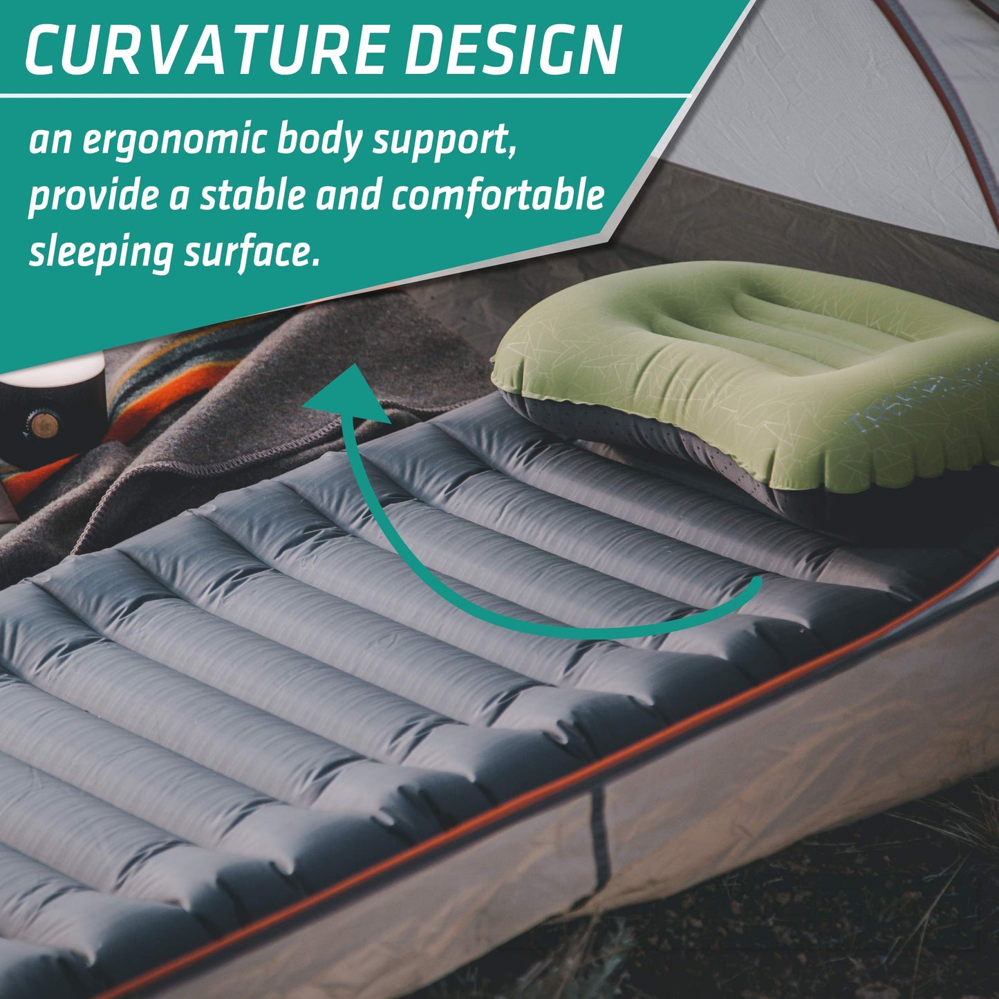TREKOLOGY Ultralight Backpacking Sleeping Pad, Inflatable Camping Mat