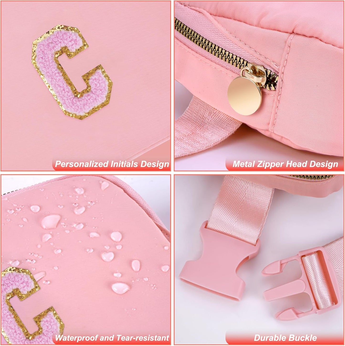 Graduation Gifts for Girls Teen,Belt Bag for Women Girls Initial Crossbody Bag Waist Packs Teens Fanny Pack,Personalized Accessories for Preppy Cute Stuff Gifts for Teens Girls Kids | Peach,C