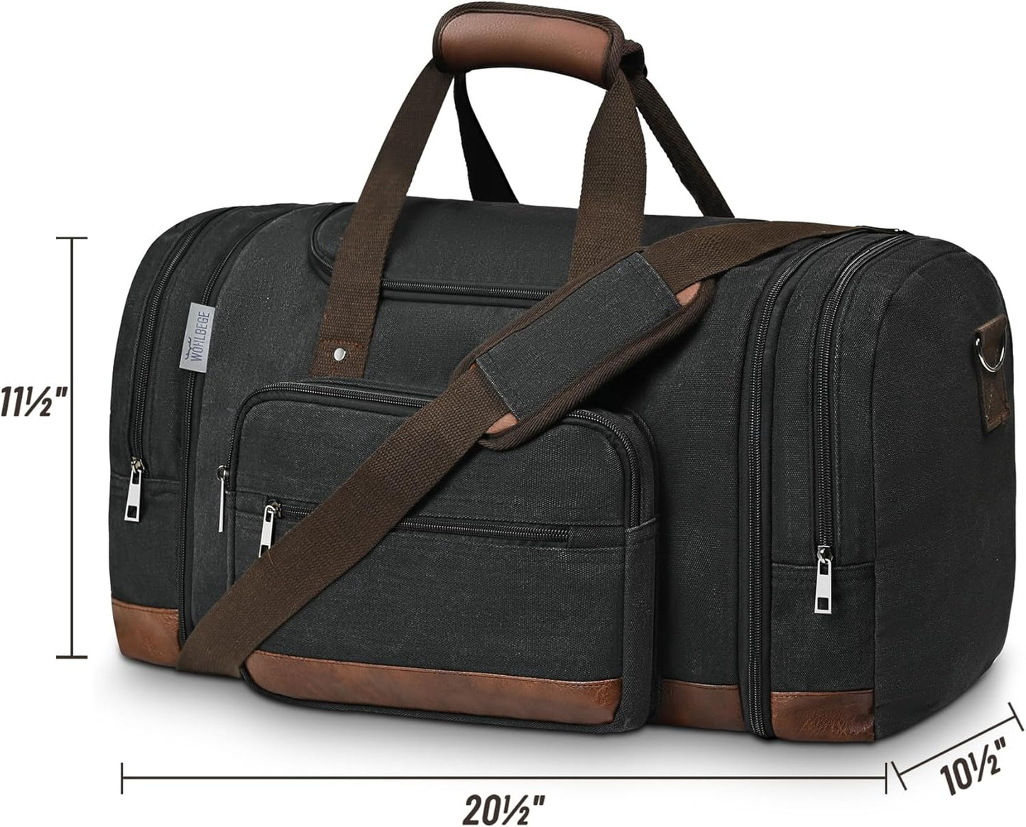 Duffle Bag for Travel,Overnight Weekend Gym Carry On Luggage Bag, 50L Travel Duffel Bag for Men Women, Expandable Spacious Travel Duffel Bag, Black
