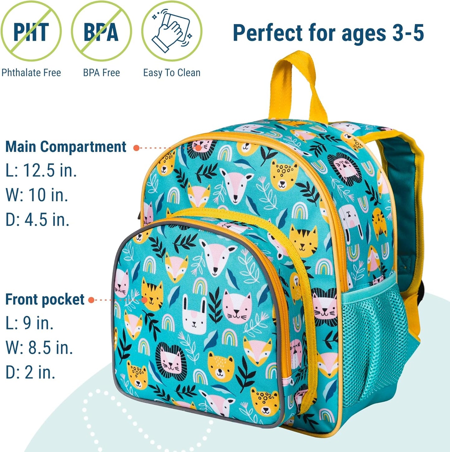 Wildkin 12-inch Kids Backpack – Padded, Adjustable, Ideal for Daycare & Travel - Party Animals