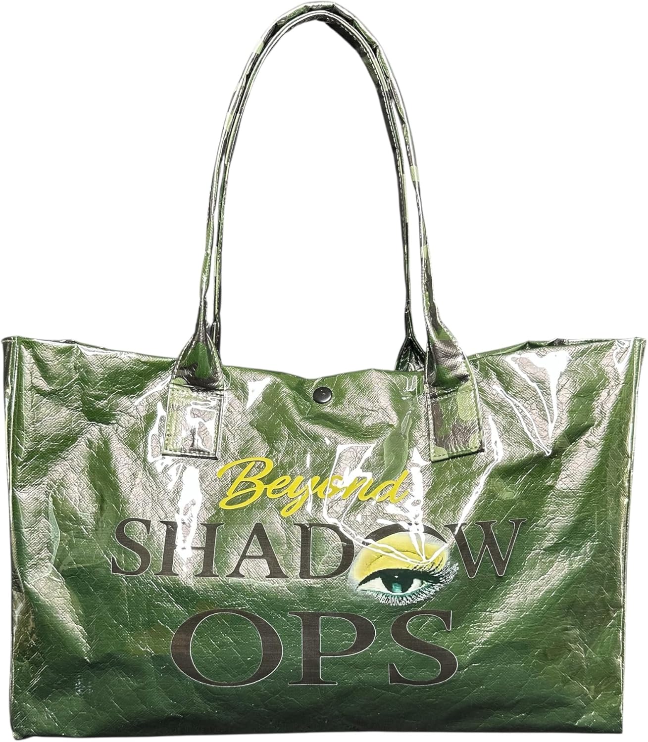 Beyond Shadow Ops™ Tote – Luxe Collection Army Green Military-Inspired Makeup & Travel Bag, Spacious Organizer Tote with PVC Exterior, Sturdy Handles & 2 Exterior Pockets