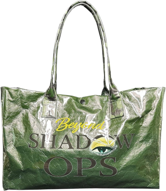 Beyond Shadow Ops™ Tote – Luxe Collection Army Green Military-Inspired Makeup & Travel Bag, Spacious Organizer Tote with PVC Exterior, Sturdy Handles & 2 Exterior Pockets