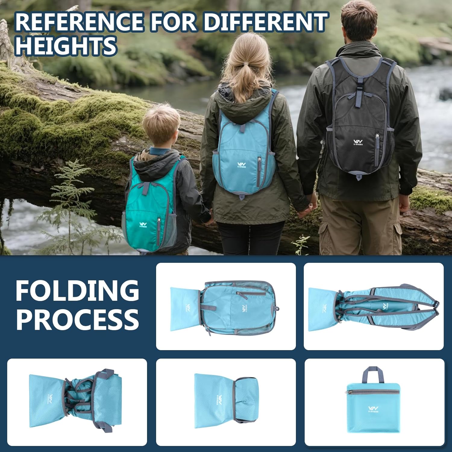 15L Foldable Hiking Backpack,Lightweight Packable Waterproof Machine Washable Daypack with Chest