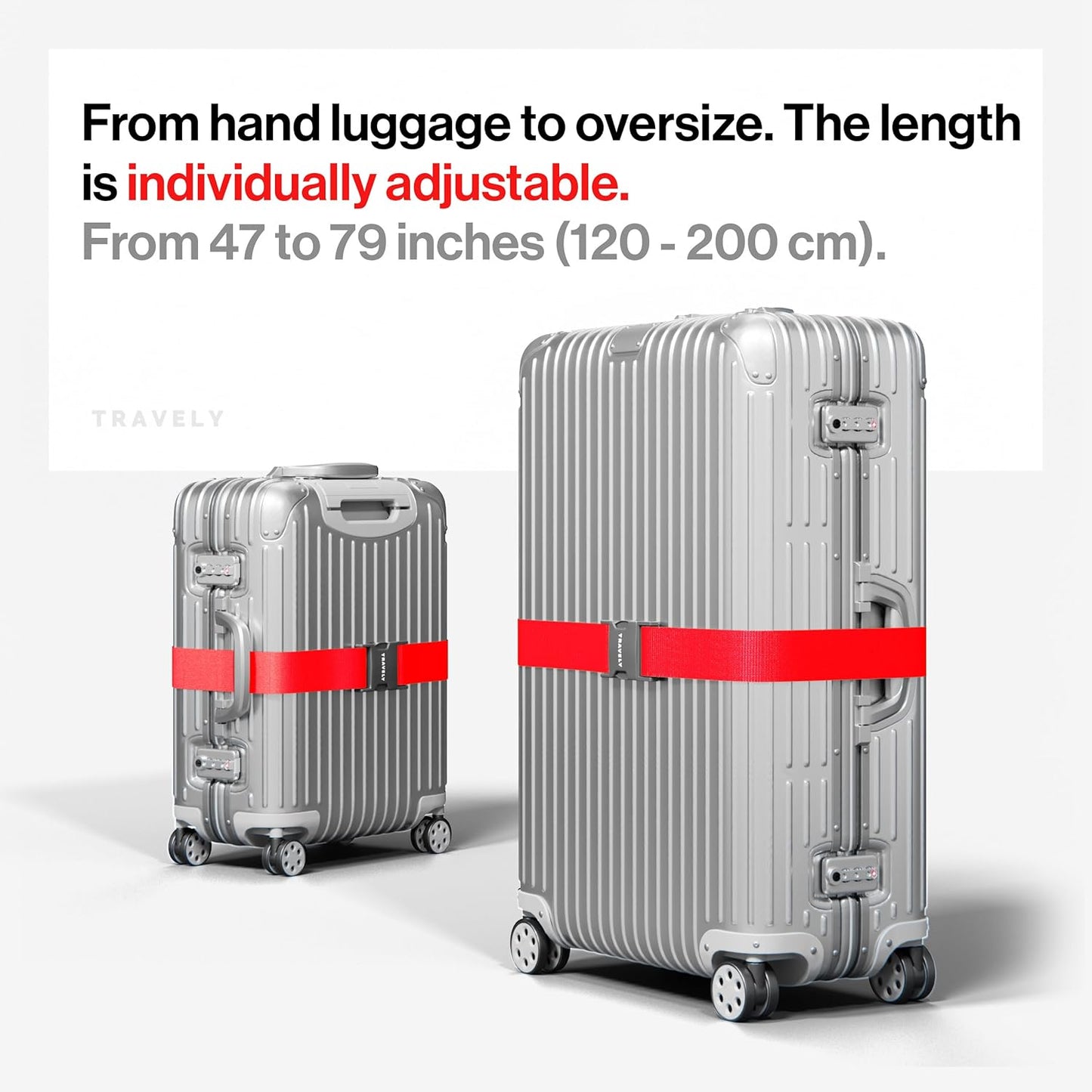 TRAVELY luggage straps - Particularly conspicuous & secure - Incl. 4 name tags - Luggage strap ideal crosswise - [set of 4]