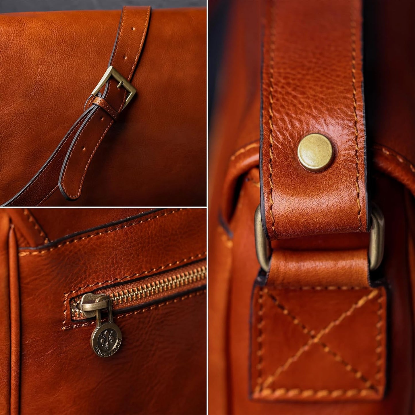 Time Resistance Leather Messenger Bag for Men, Handmade Crossbody Bag, Shoulder Bag Made in Italy