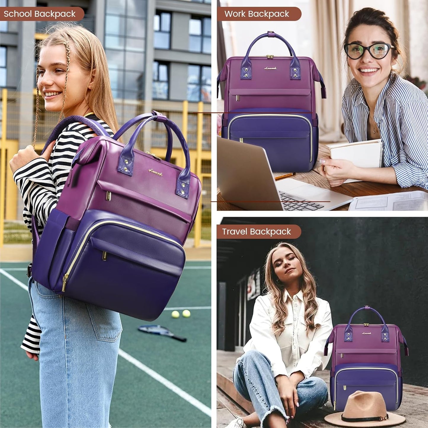 LOVEVOOK Leather Laptop Backpack
