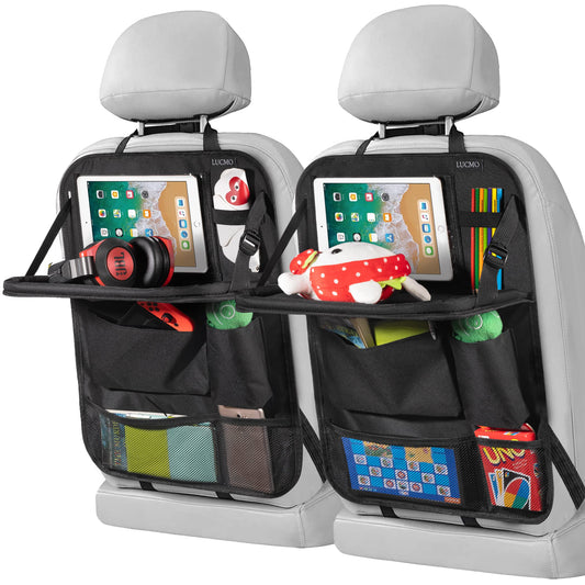 LUCMO Car Backseat Organizer with Foldable Tablet Holder, Black