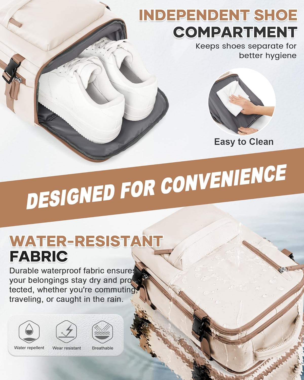 WONHOX Large Travel Backpack Carry on Flight Approved Laptop Work Business Backpack for Women Men Mochila de Viaje