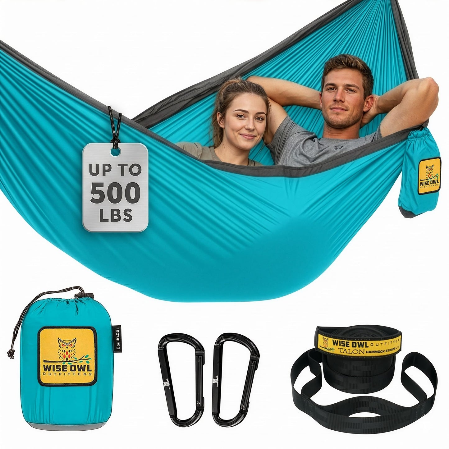 Wise Owl Outfitters Camping Hammock – up to 500lbs Portable Hammock with Tree Straps - Travel