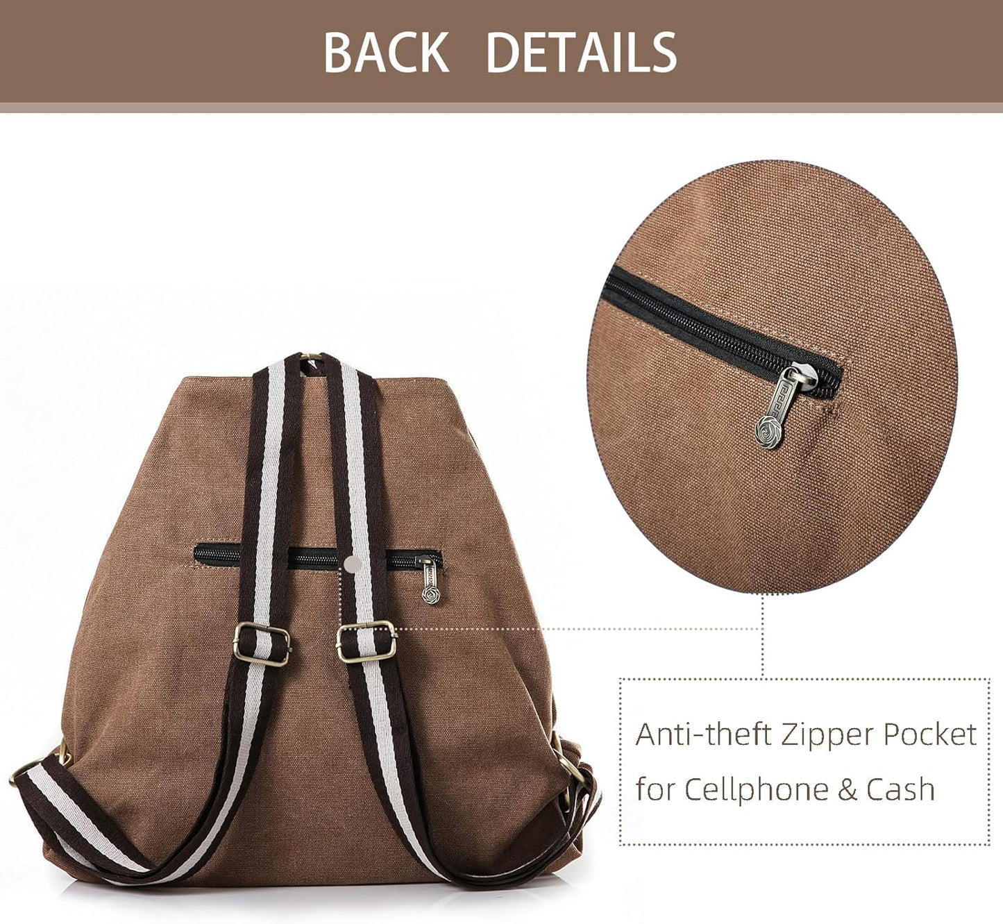 Goodhan Women Canvas Backpack Daypack Casual Shoulder Bag, Vintage Heavy-duty Anti-theft Travel Backpack
