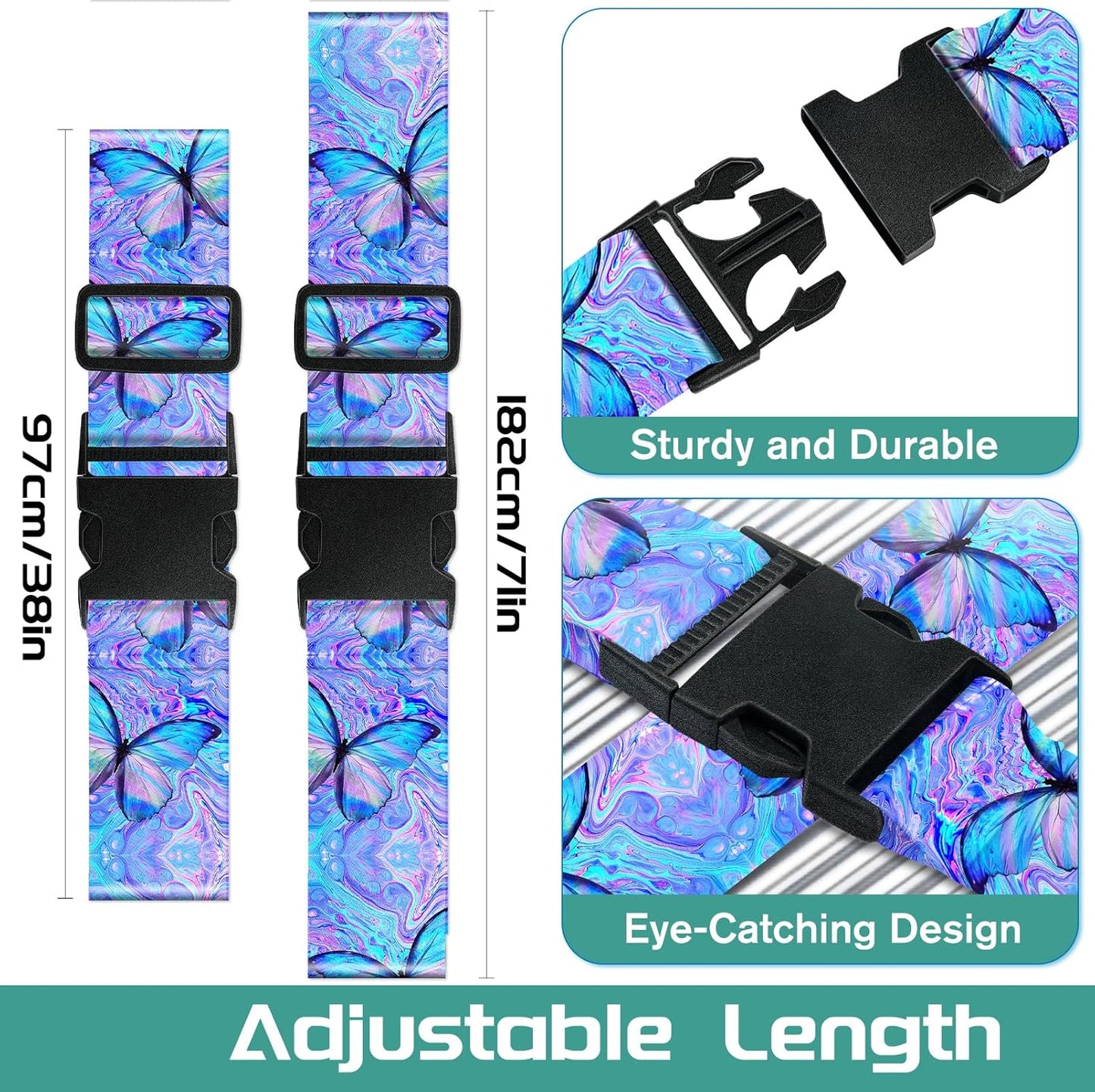Slohif Luggage Straps for Suitcases Travel Belt Accessories Luggage Connector Identifiers 2 Pack