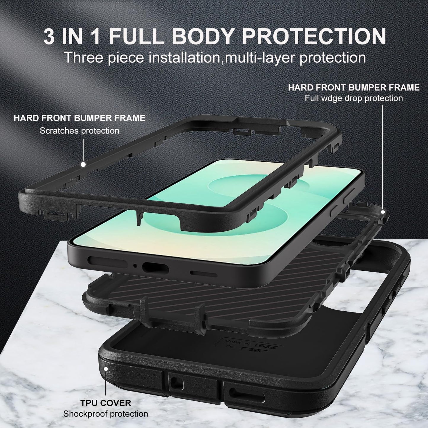 for Samsung Galaxy S25 Plus Case, Compatible with Magsafe, Military Grade 3 in 1 Heavy Duty Case with 2Pcs Tempered Glass Screen Protector & Camera Lens Protector (New-Black/Black)