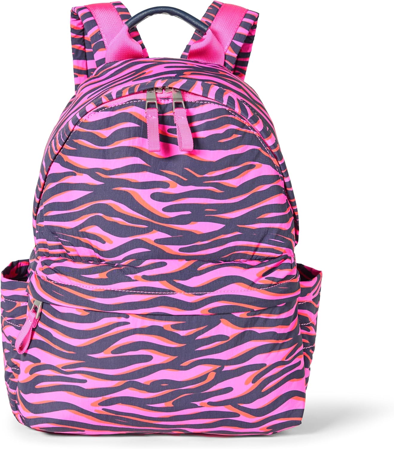 Amazon Essentials Unisex Kids' Nylon School Backpack, Bright Pink Zebra Stripes, One Size