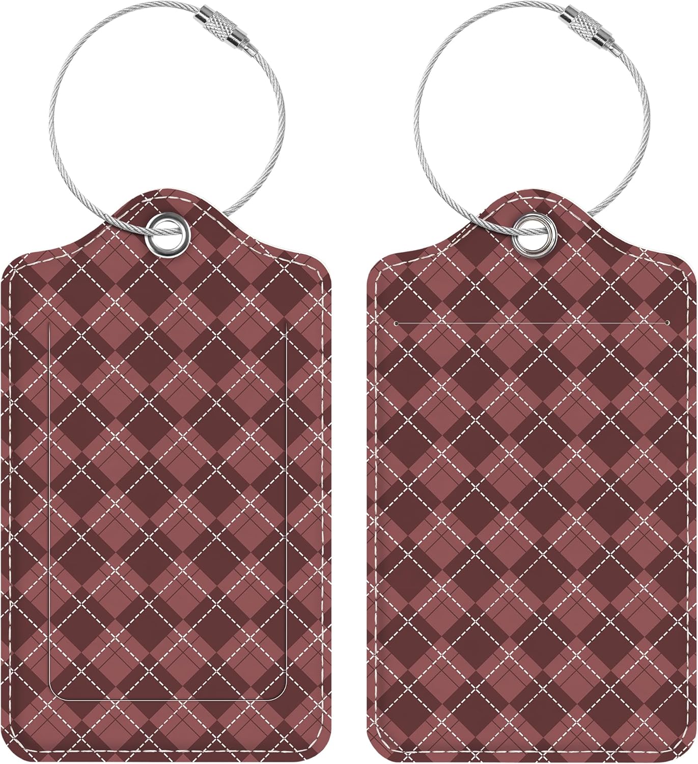 Luggage Tags for Suitcases, 2 Pack Cute PU Leather Luggage Tag TSA Approved with Stainless Steel Loop and Address Card Baggage Tag for Travel&Hotel Stays&Cruise Ships&Shipping and Mailing