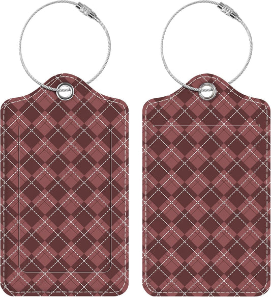 Luggage Tags for Suitcases, 2 Pack Cute PU Leather Luggage Tag TSA Approved with Stainless Steel Loop and Address Card Baggage Tag for Travel&Hotel Stays&Cruise Ships&Shipping and Mailing