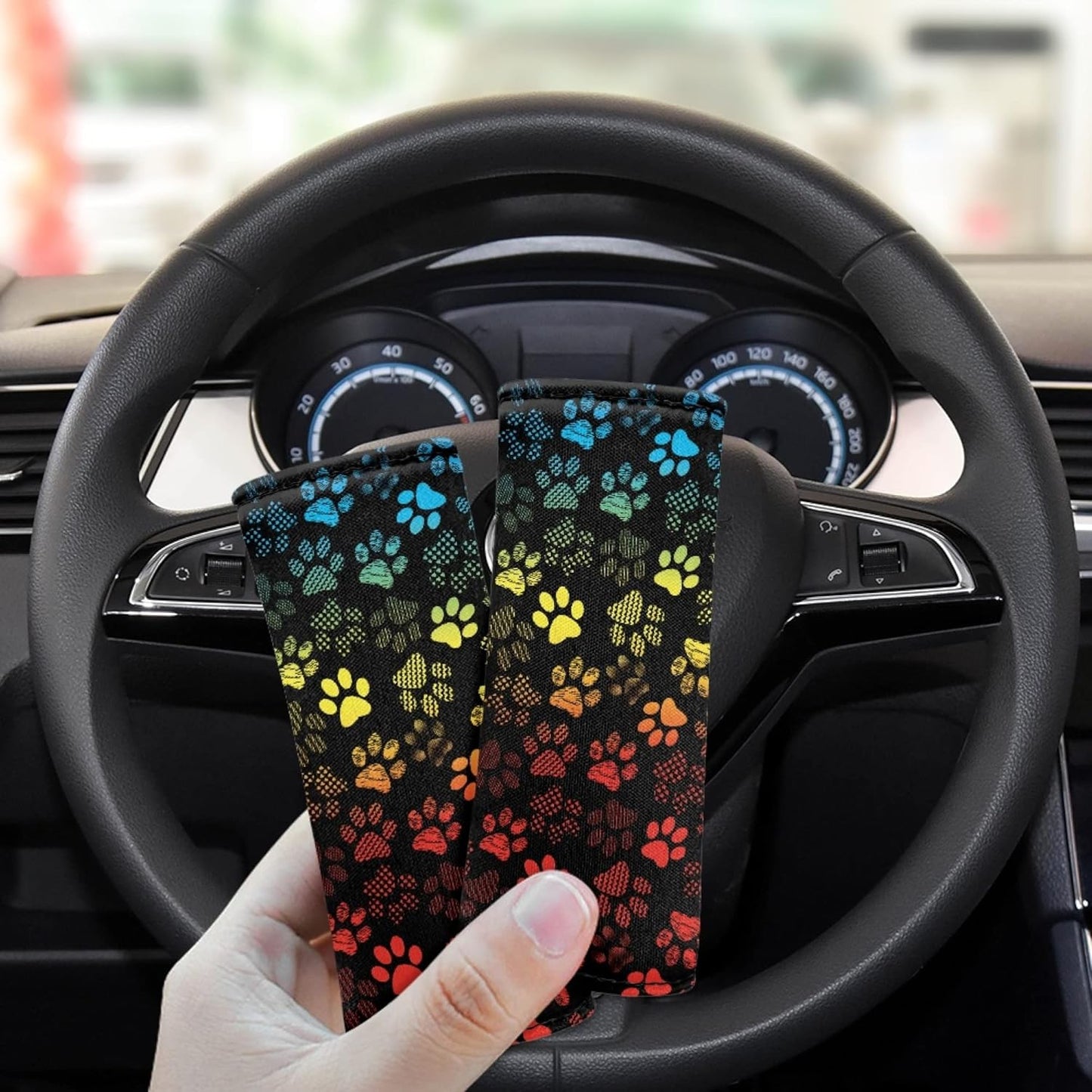 Colorful Paws Luggage Handle Protection Sleeve Cover Set of 2 Pcs,Personalized Luggage Handle Wrap Grip for Suitcase Portable Luggage Identifiers Marker Grips Protector