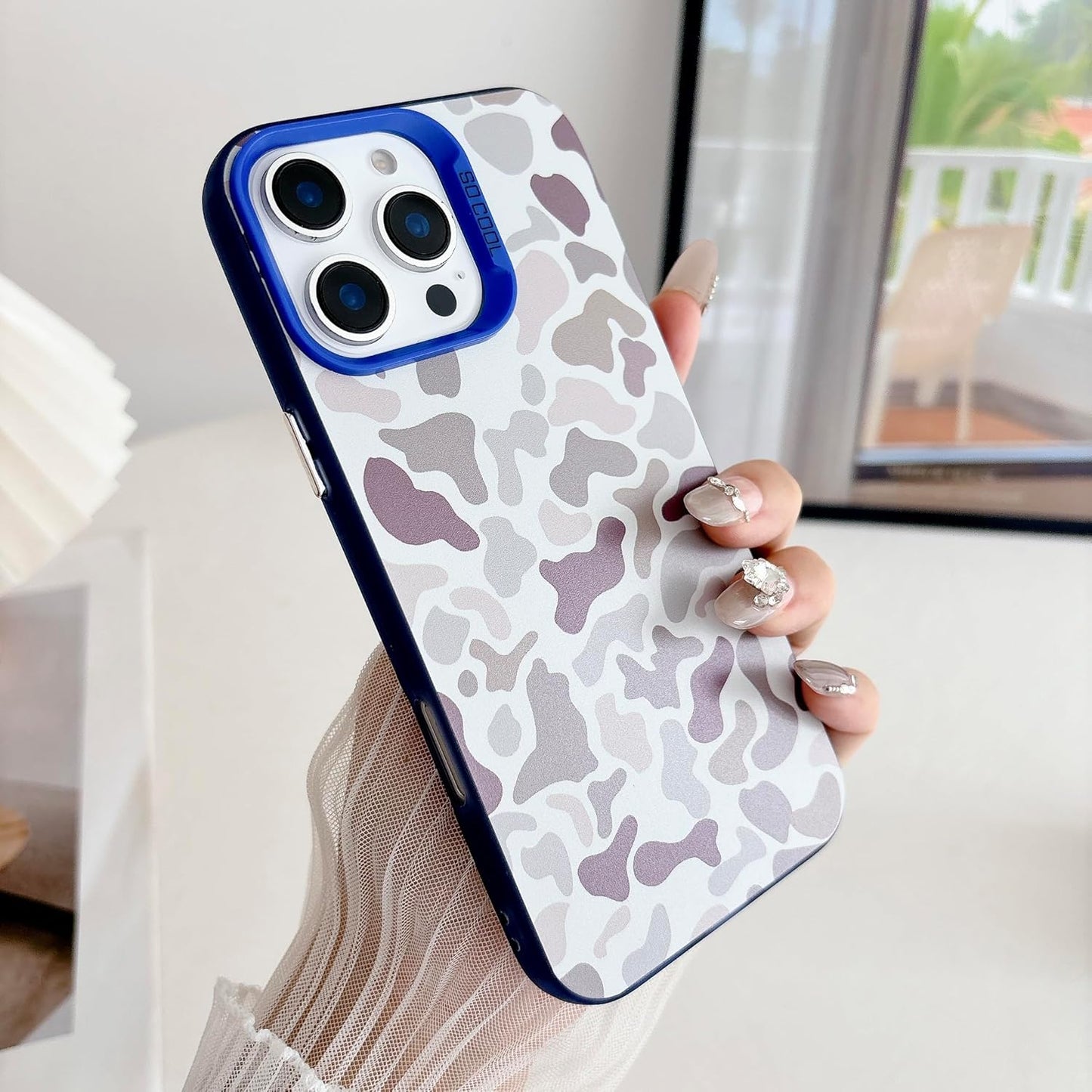 for iPhone 15 Pro Case, Vintage Camo Pattern Design for Men Boys Teens, Cool Camouflage Shockproof Protective Cover for Girls Women - Blue