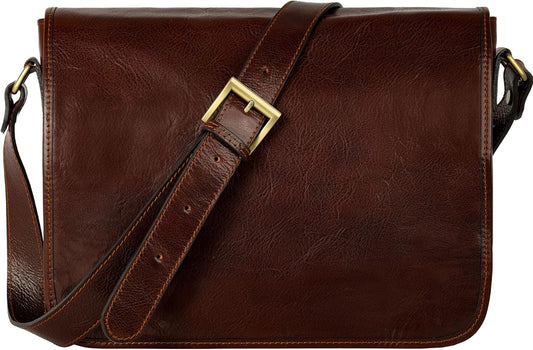 Time Resistance Leather Messenger Bag for Men, Handmade Crossbody Bag, Shoulder Bag Made in Italy