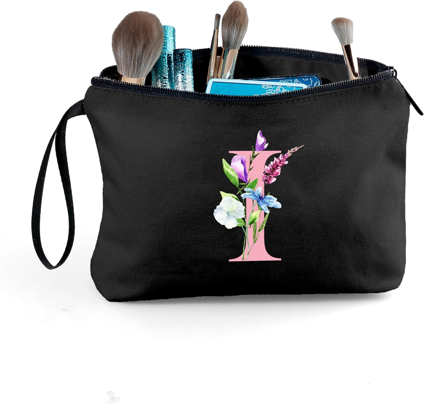 SEAMOON Bride to be Birthday Womens Unique Initial Monogram Gifts for Women Mom Personalized Travel Makeup Cosmetic Bag with Mirror Valentines Mothers Day Christmas Graduation I