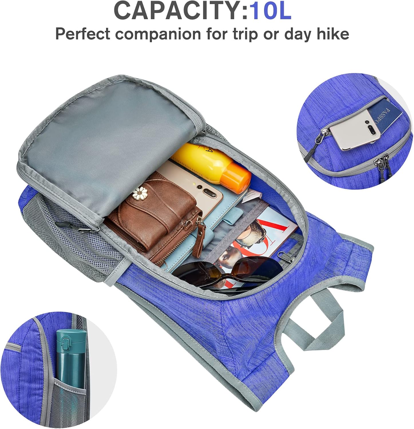 G4Free 10L/15L Hiking Backpack Lightweight Packable Hiking Daypack Small Travel Outdoor Foldable