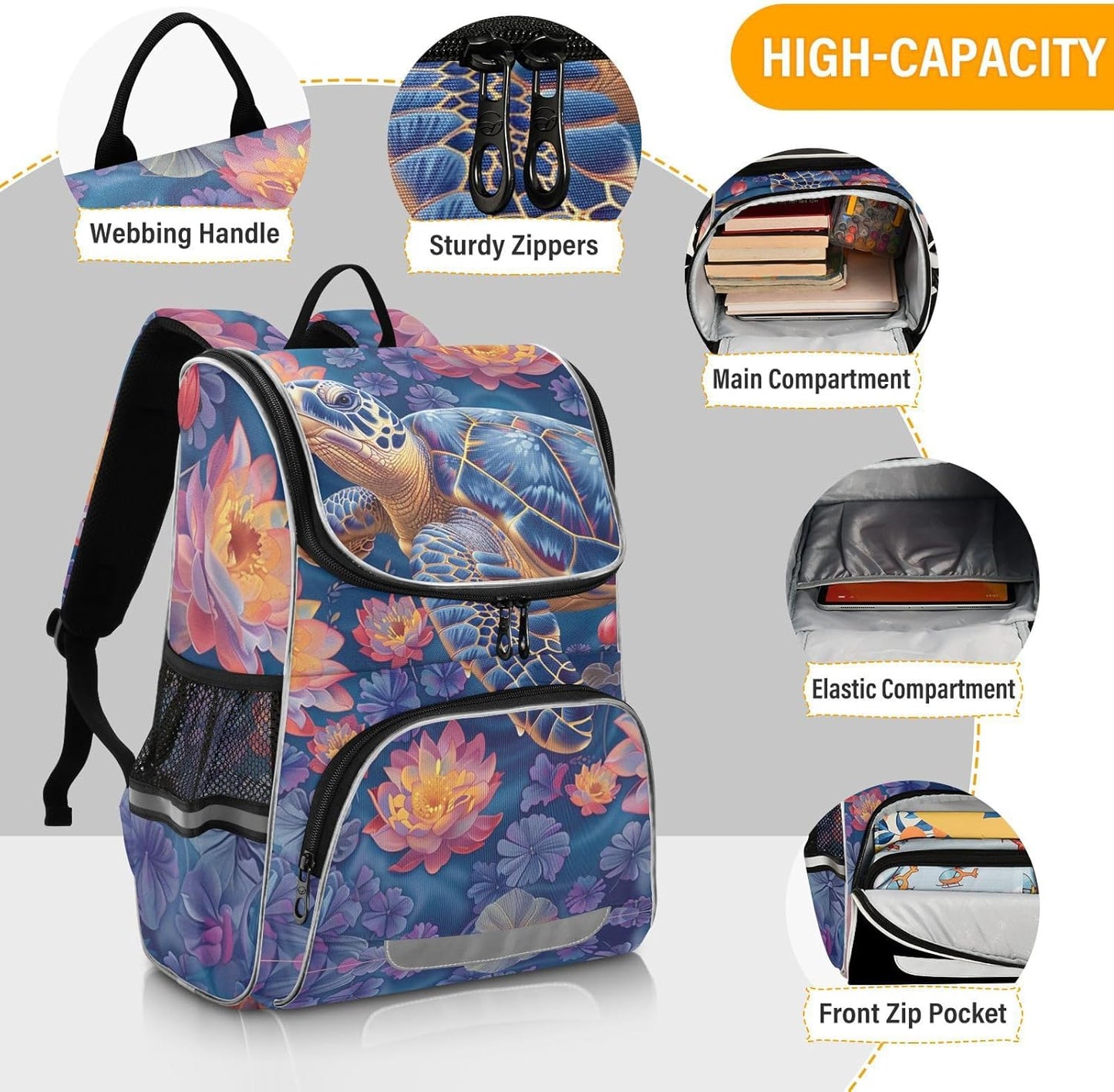 Sea Turtle Cute Backpack For Girls Kids Backpack Boys Teen School Bag Bookbag Travel Daypacks
