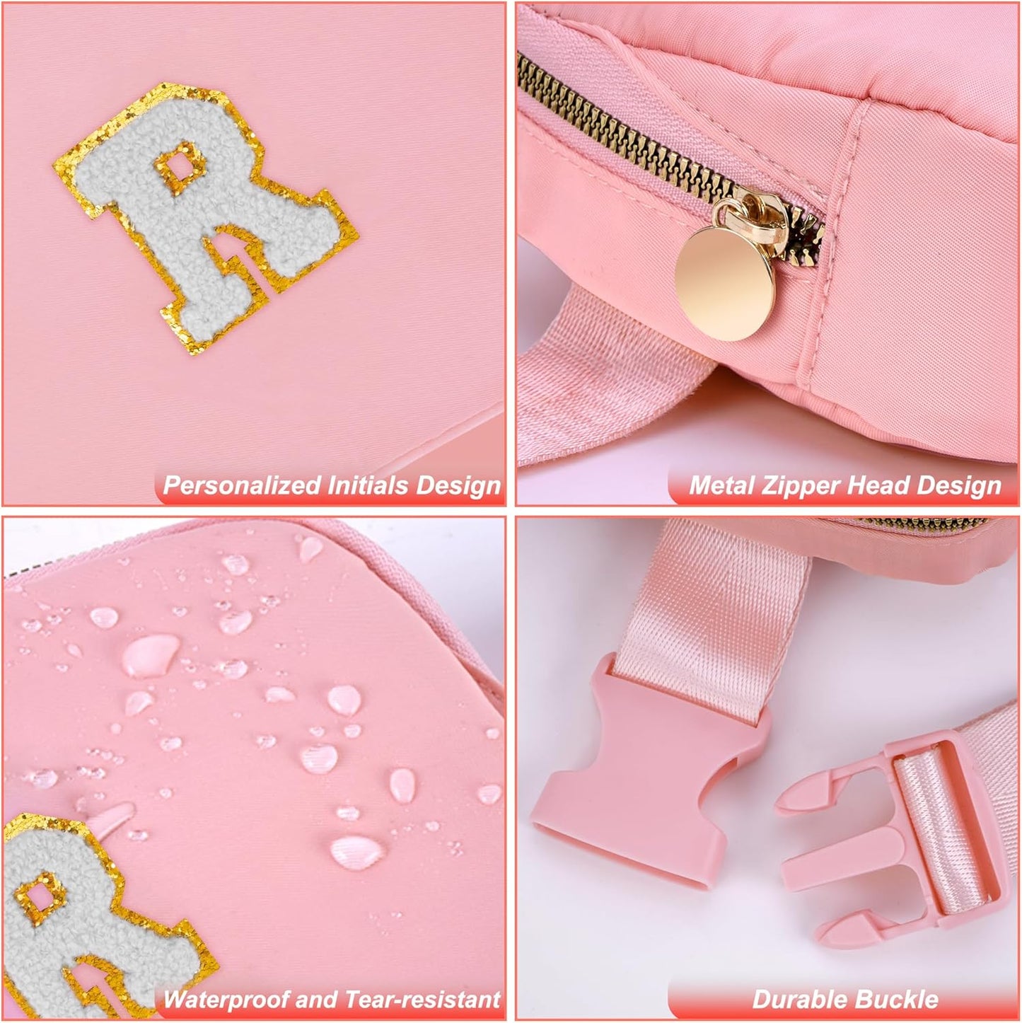 Personalized Anniversary Wife's Birthday Gifts,Mothers Day Gifts for Women Wife,Wife Gifts from Husband,Cool Birthday Gifts for Wife,Waist Packs for Women Girls,Initial White R,Peach Bag