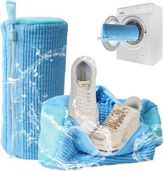 Shoe Washing Machine Bag, 2PCS Reusable Shoe Bag for Washing Machine, 360° Deep Cleaning Shoe Washing Bag for Sneakers, Laundry Shoe Bag for Washer & Dryer, Fits All Shoe Types (blue)